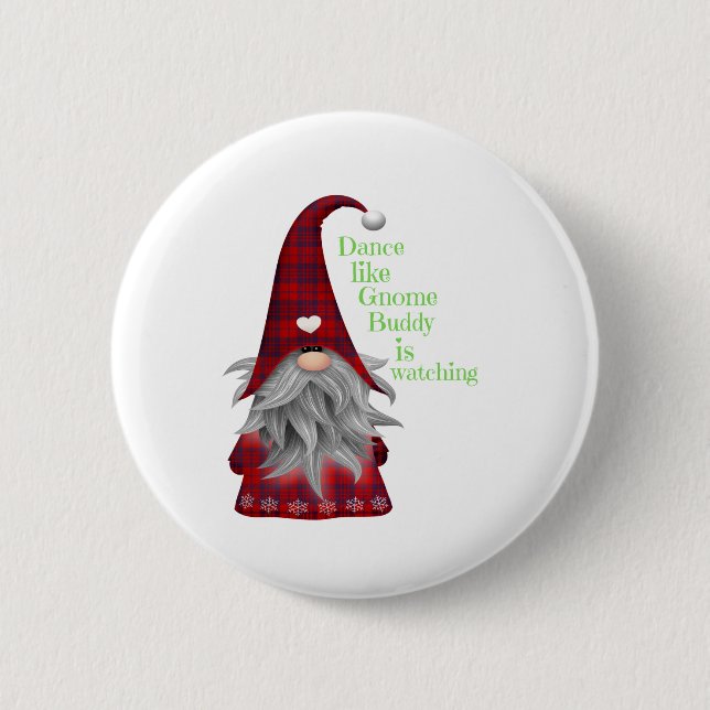 Badge Rond 5 Cm Idées Cadeaux de Noël Gnome Buddy regarde les dent (Devant)
