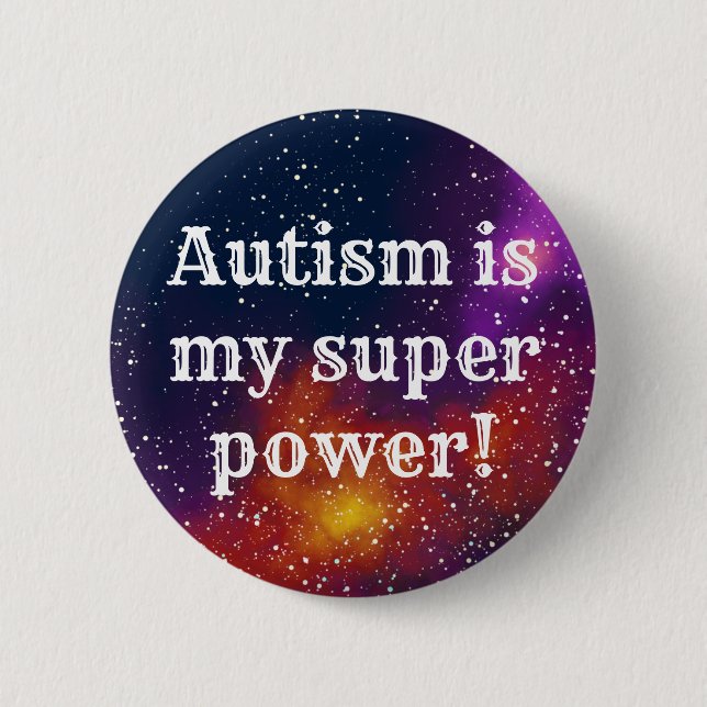 Badge Rond 5 Cm Identité personnalisable de galaxie d'autisme (Devant)