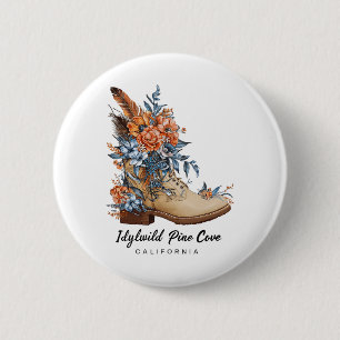 Badge Rond 5 Cm Idyllwild Pine Cove Randonnée Extérieur Souvenir