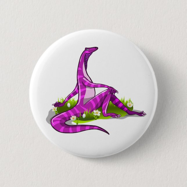 Badge Rond 5 Cm Iguanodon Montre Sa Beauté Naturelle. (Devant)