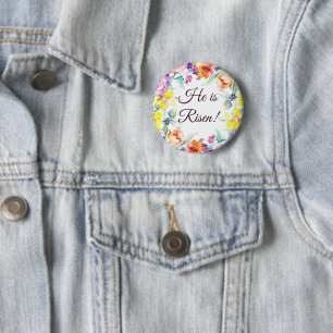 Badge Rond 5 Cm Il est ressuscité !   bouton