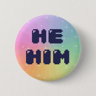 Badge Rond 5 Cm Il il bouton de pronom