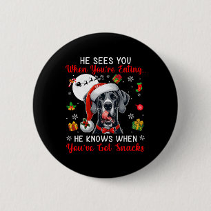 Badge Rond 5 Cm Il voit quand vous mangez des collations Noël Gran
