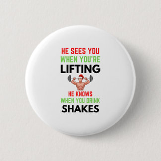 Badge Rond 5 Cm Il vous voit quand vous lèverez le Père Noël Jingl