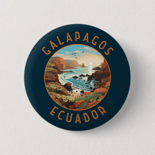 Badge Rond 5 Cm Îles Galapagos Cercle en détresse rétro