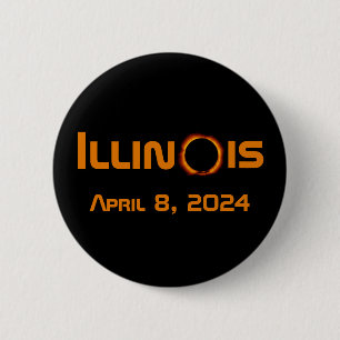 Badge Rond 5 Cm Illinois 2024 Total Solaire Eclipse