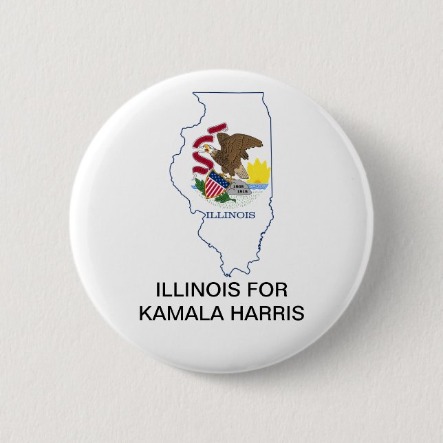 Badge Rond 5 Cm ILLINOIS pour le bouton Kamala Harris 2024 (Devant)