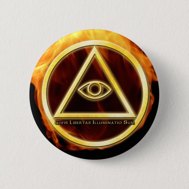 Badge Rond 5 Cm Illuminati sur le feu (Devant)