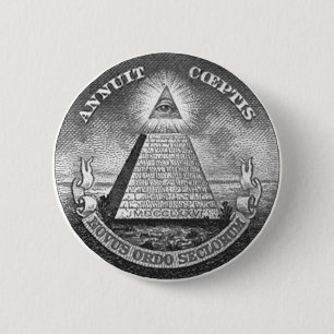 Badge Rond 5 Cm Illuminati tout l'oeil voyant