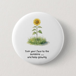 Badge Rond 5 Cm Illustration aquarelle de tournesol