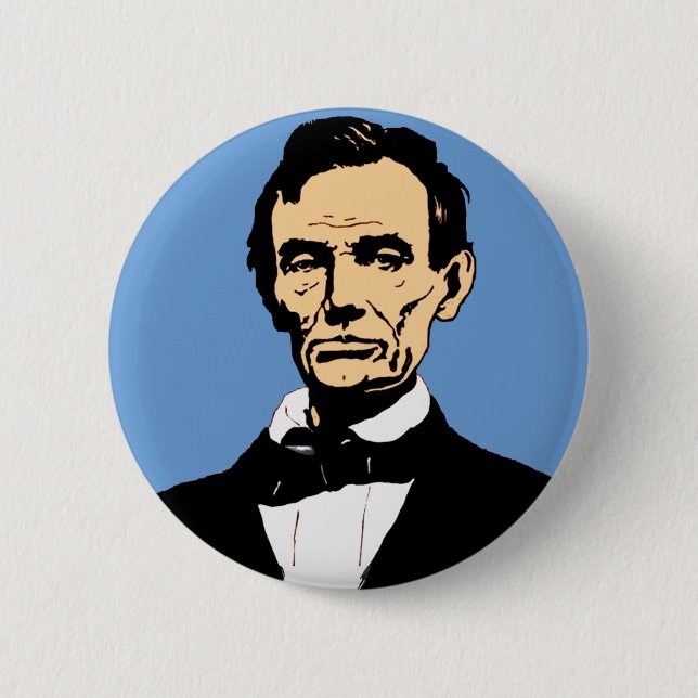 Badge Rond 5 Cm Illustration d'Abraham Lincoln sur le bleu (Devant)