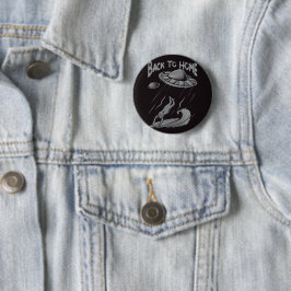 Badge Rond 5 Cm illustration d'aliens ufo surfant avec retour à la