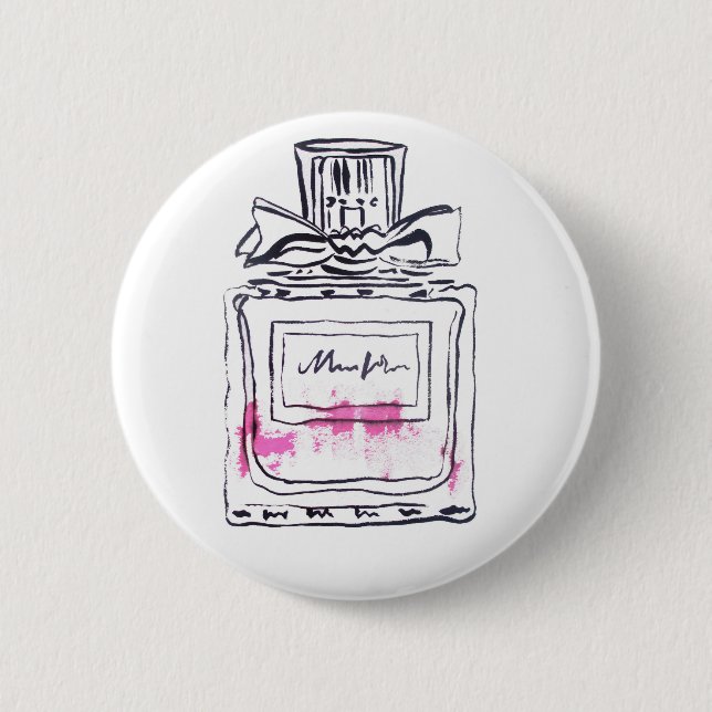 Badge Rond 5 Cm Illustration d'aquarelle de mode de bouteille de p (Devant)