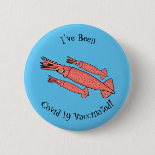 Badge Rond 5 Cm Illustration de calamar rose
