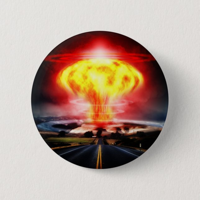 Badge Rond 5 Cm Illustration de champignon atomique d'explosion (Devant)