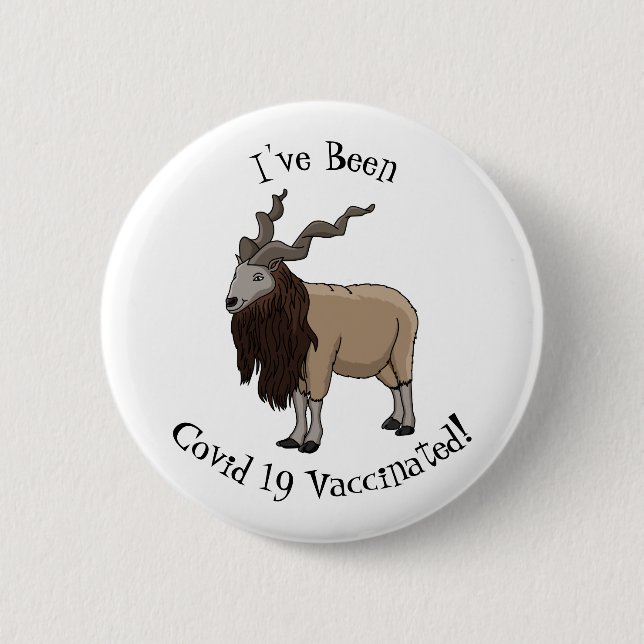 Badge Rond 5 Cm Illustration de chèvre de Markhor (Devant)