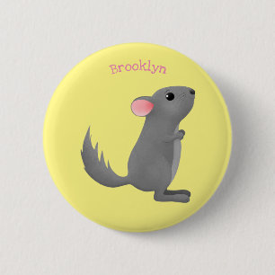 Badge Rond 5 Cm Illustration de chinchilla gris mignon