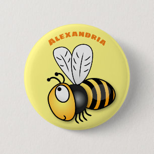 Badge Rond 5 Cm Illustration de dessin animé d'abeilles joyeux