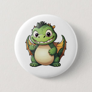 Badge Rond 5 Cm Illustration de dragon de dessin animé