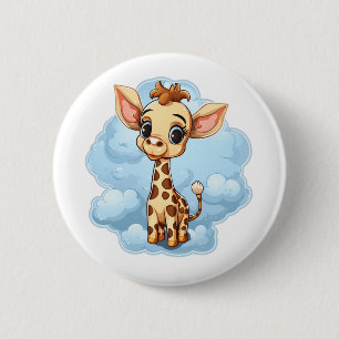 Badge Rond 5 Cm Illustration de girafe de dessin animé