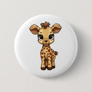 Badge Rond 5 Cm Illustration de girafe de dessin animé