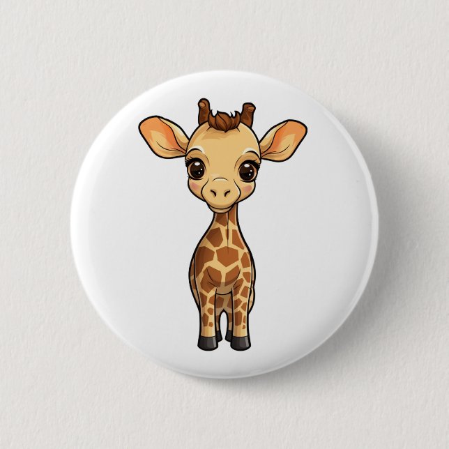 Badge Rond 5 Cm Illustration de girafe de dessin animé (Devant)