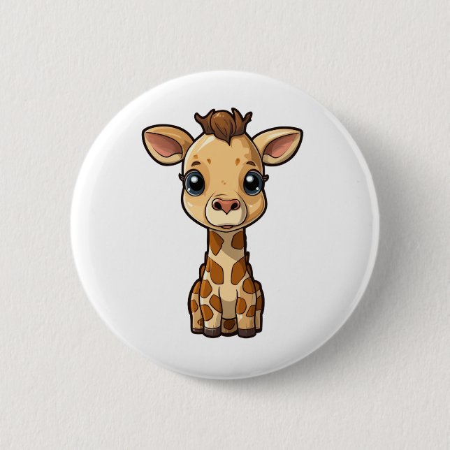 Badge Rond 5 Cm Illustration de girafe de dessin animé (Devant)