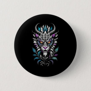 Badge Rond 5 Cm Illustration de la bête mystique - Dragon des yeux