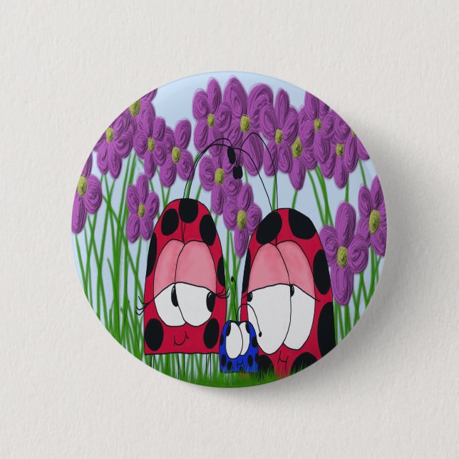 Badge Rond 5 Cm Illustration de la famille Ladybug mignonne (Devant)