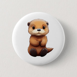 Badge Rond 5 Cm Illustration de la loutre de dessin