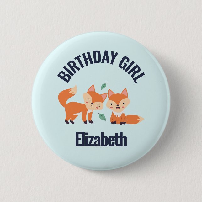 Badge Rond 5 Cm Illustration de la mignonne Orange Foxes (Devant)