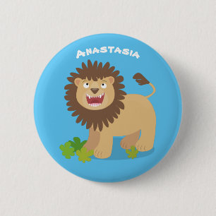 Badge Rond 5 Cm Illustration de l'effervescence de lions heureux