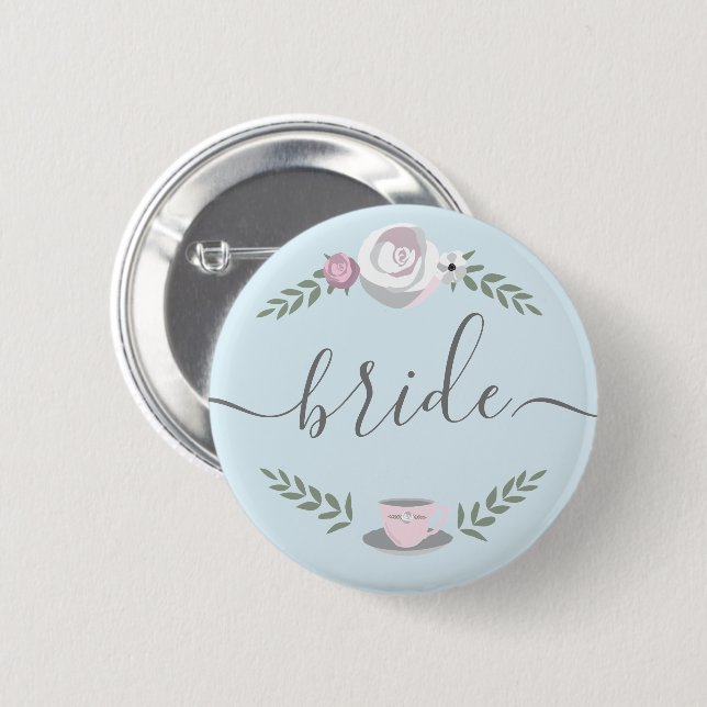Badge Rond 5 Cm Illustration de l'équipe de fleurs Mariée (Devant & derrière)