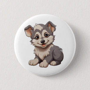 Badge Rond 5 Cm Illustration de loup de dessin