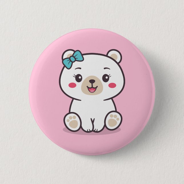 Badge Rond 5 Cm Illustration de l'ours en peluche (Devant)
