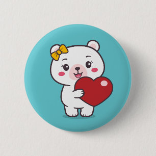 Badge Rond 5 Cm Illustration de l'ours en peluche