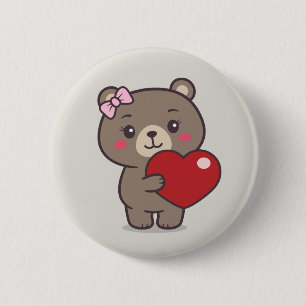 Badge Rond 5 Cm Illustration de l'ours en peluche