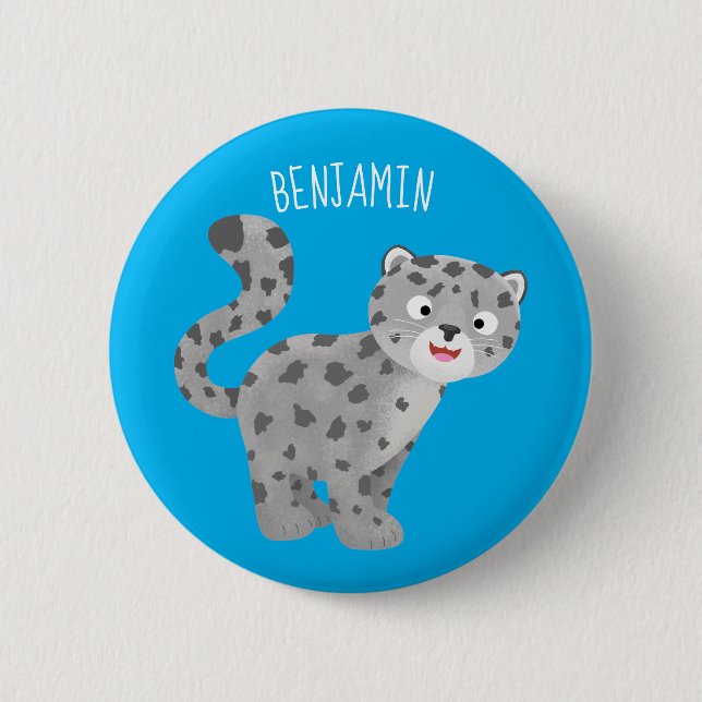 Badge Rond 5 Cm Illustration de mignon léopard des neiges (Devant)