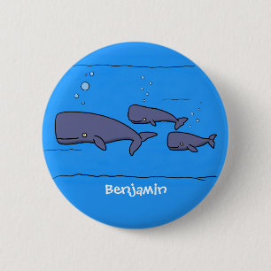 Badge Rond 5 Cm Illustration de mignonne migratrice de baleines à 