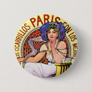 Badge Rond 5 Cm Illustration de Mucha Art Nouveau