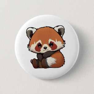 Badge Rond 5 Cm Illustration de panda rouge caricature