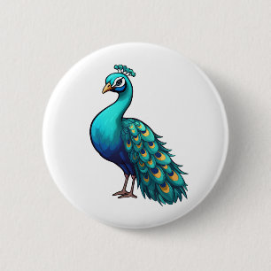 Badge Rond 5 Cm Illustration de paon de dessin
