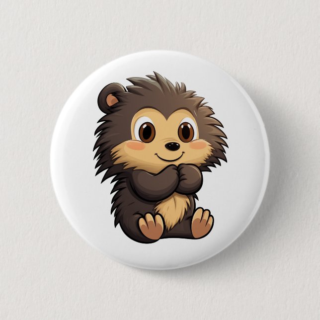 Badge Rond 5 Cm Illustration de porcupine de dessin (Devant)
