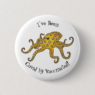 Badge Rond 5 Cm Illustration de poulpe à anneau bleu