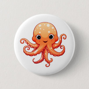 Badge Rond 5 Cm Illustration de poulpe de dessin