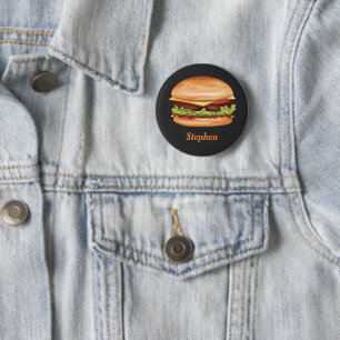 Badge Rond 5 Cm Illustration de restauration rapide Hamburger avec