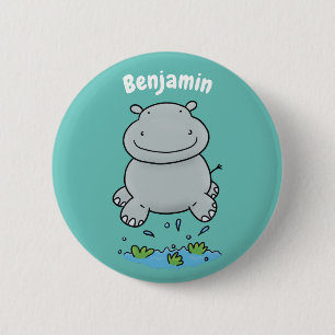 Badge Rond 5 Cm Illustration de saut en hippo mignon