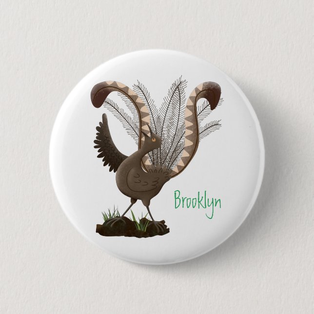 Badge Rond 5 Cm Illustration de superbe et superbe lyrebird (Devant)