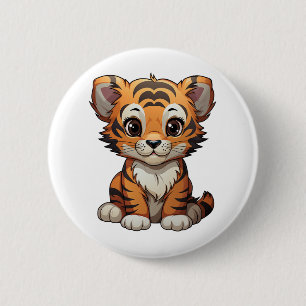 Badge Rond 5 Cm Illustration de tigre de dessin