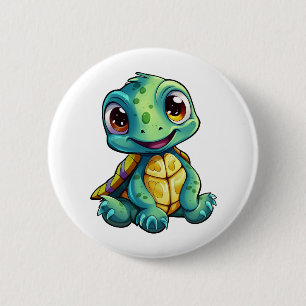 Badge Rond 5 Cm Illustration de tortue de dessin animé